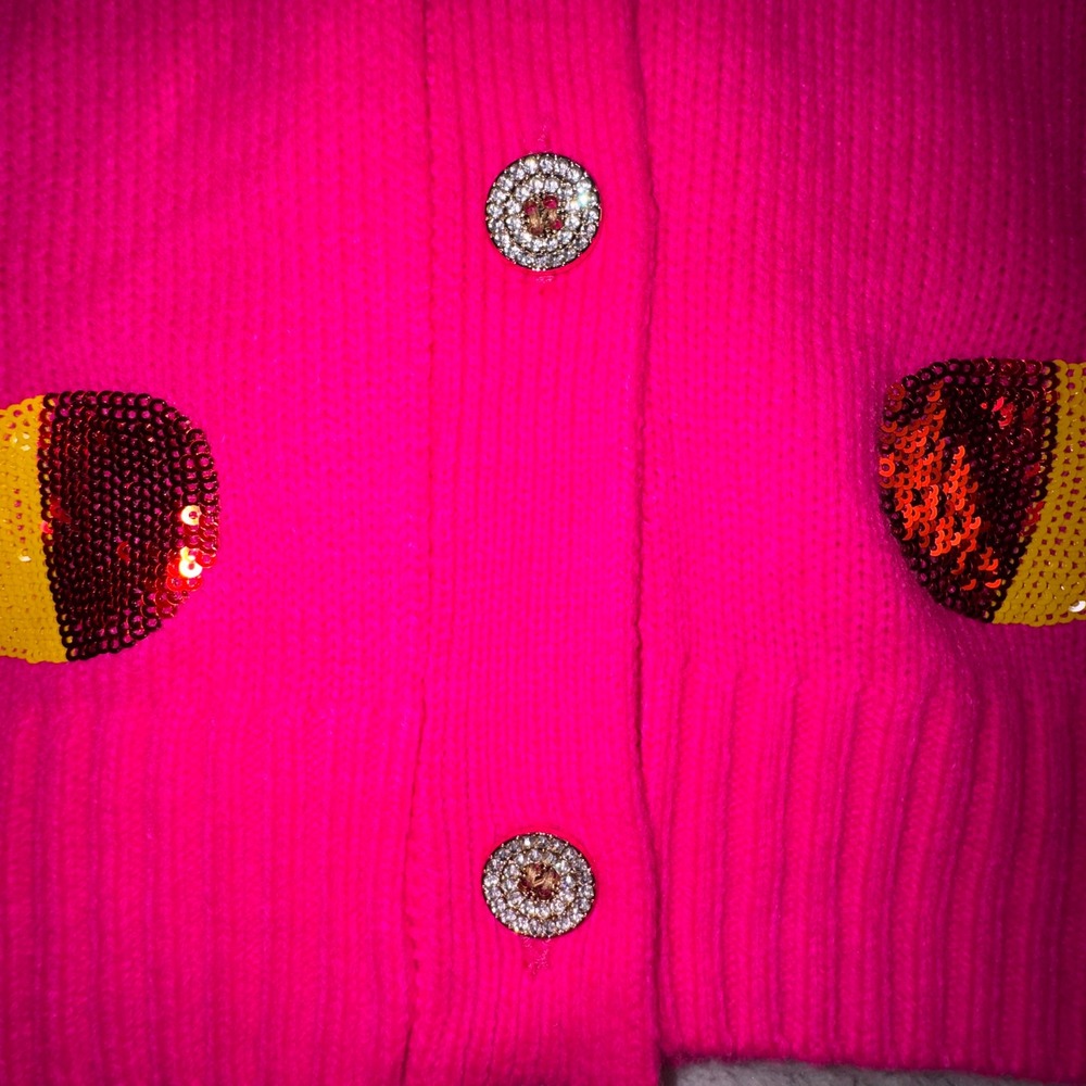 Queen of Sparkles Pink Chihuahua Sequin Cardigan Sweater Sombrero Maraca Small - Picture 8 of 13